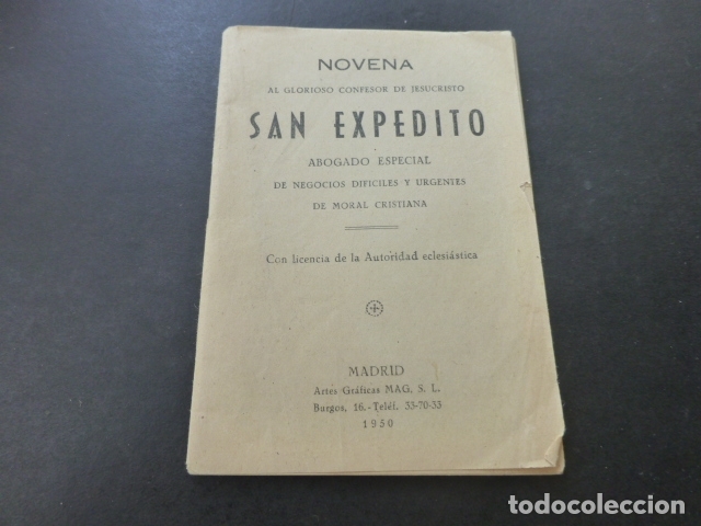 Documentos antiguos: NOVENA A SAN EXPEDITO 1950 - Foto 1