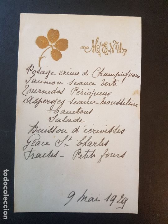 Documentos antiguos: MENU MINUTA 1929 - Foto 1