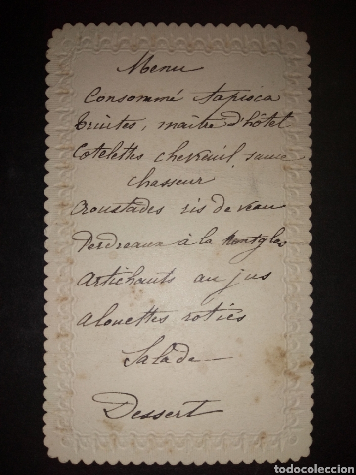 Documentos antiguos: MENU HACIA 1900 - Foto 1