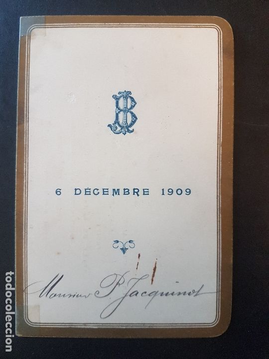 Documentos antiguos: MENU MINUTA 1909 - Foto 1