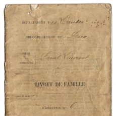 Documentos antiguos: LIBRO DE FAMILIA FRANCÉS DE UN SR. NACIDO AÑO 1883 Y SRA.NACIDA AÑO 1.885 , EXPEDIDO EL AÑO 1909 