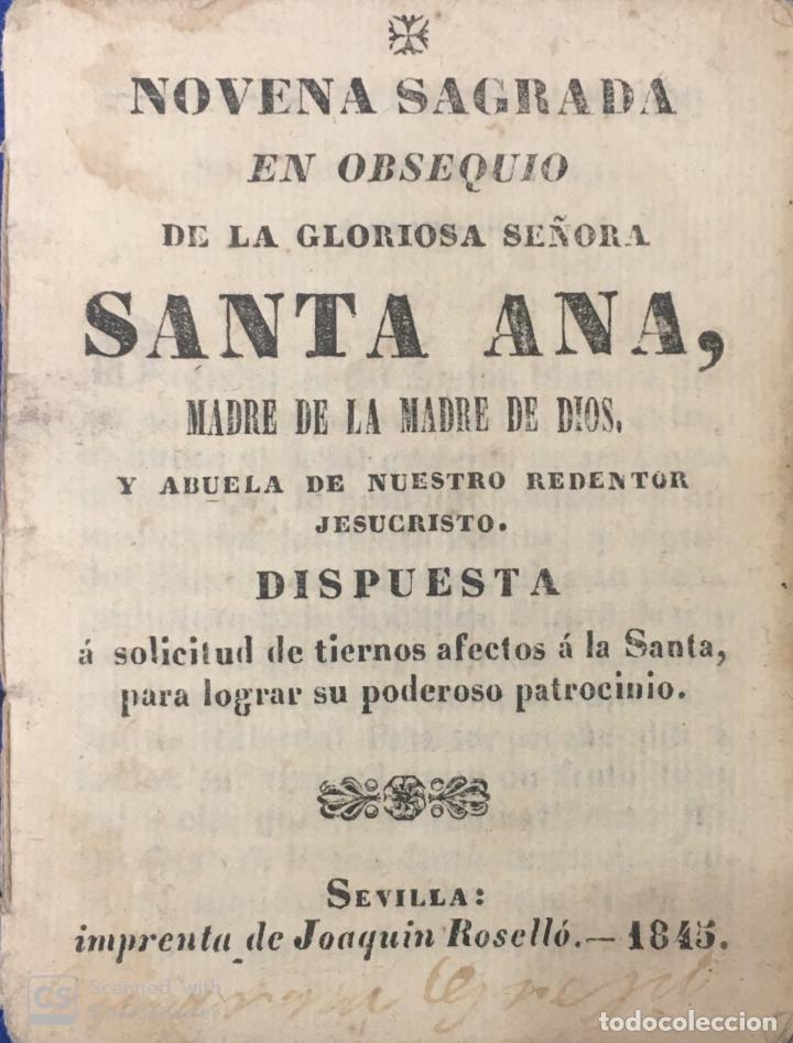 Documentos antiguos: Antigua Novena Santa Ana. Sevilla A&ntilde;o 1845 . Tama&ntilde;o 7,5 X 9,5 cms. 32 p&aacute;ginas.