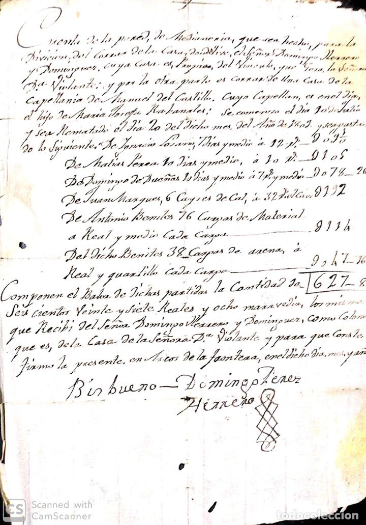 Documentos antiguos: ARCOS DE LA FRONTERA. 1809, CONSTRUCCION DE MEDIANERA ENTRE DOS CASAS.