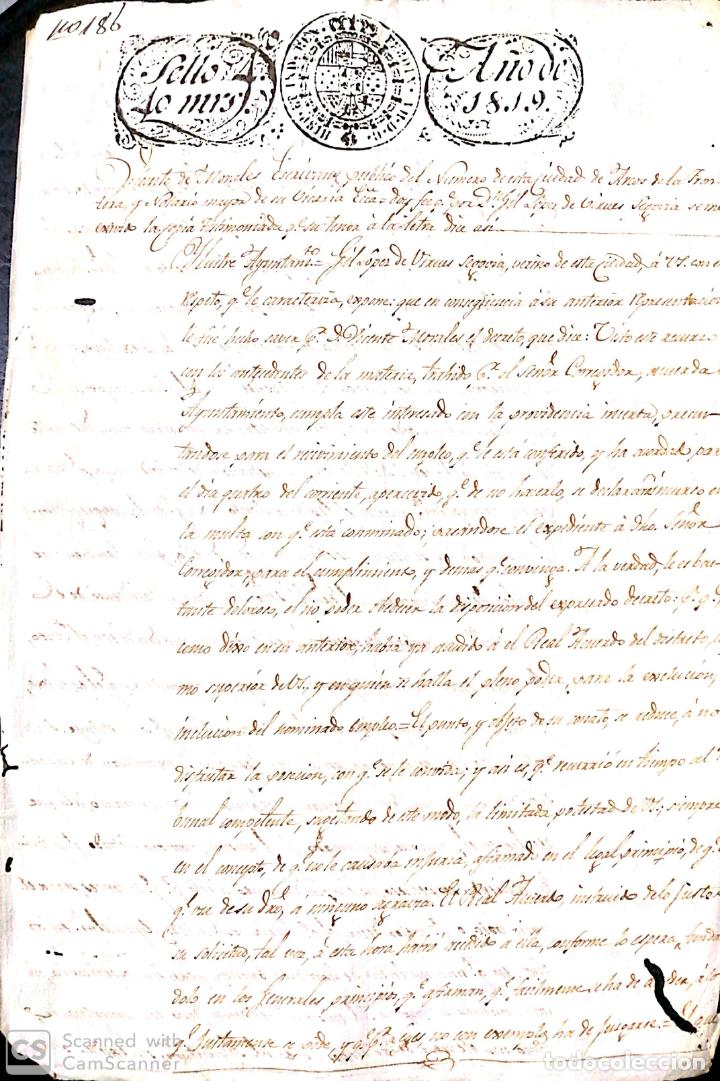 Documentos antiguos: ARCOS DE LA FRONTERA. 1819, VENCIMIENTO DE CONTRATO GIL LOPEZ DE VIMES SEGOVIA. VICENTE DE MORALES.