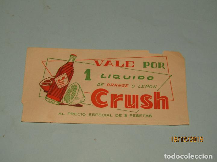 Documentos antiguos: Antiguo Vale por 1 Refresco de Lim&oacute;n o Naranja CRUSH - A&ntilde;o 1960-70s.