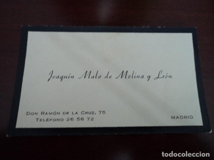 Documentos antiguos: TARJETA DE VISITA DEL ESCRITOR POETA JOAQUIN MALO DE MOLINA Y LEON