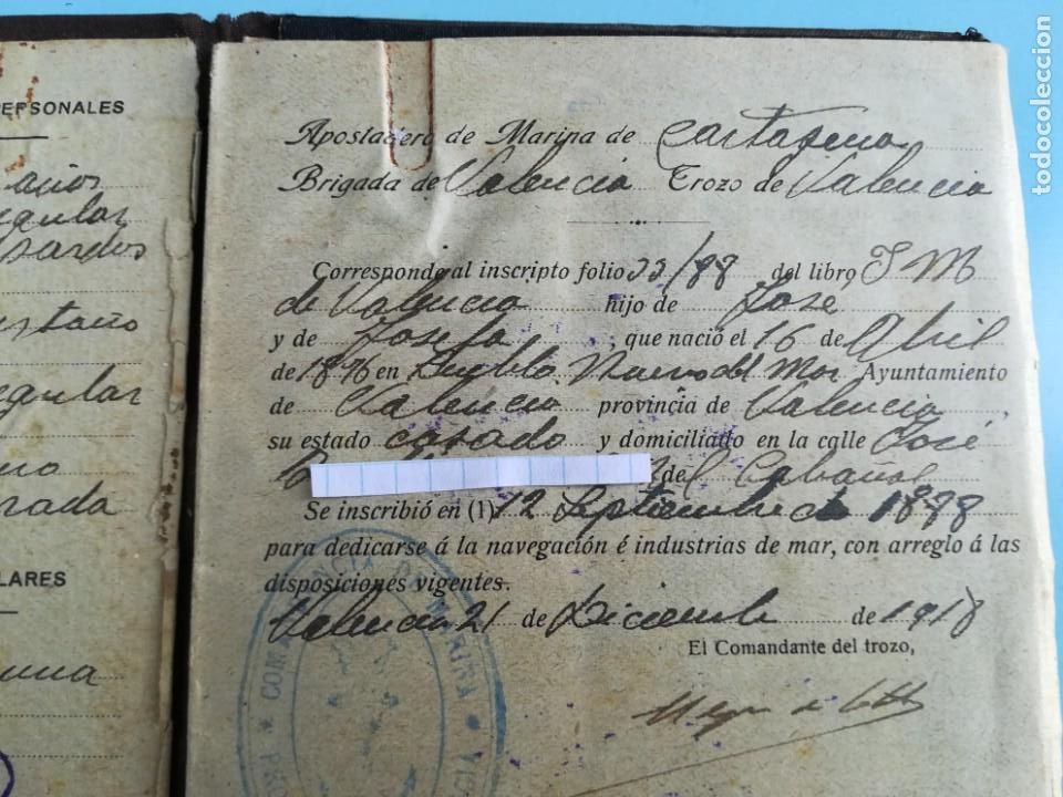 Documentos antiguos: LIBRETA DE INSCRIPCI&Oacute;N MAR&Iacute;TIMA 1918 - Foto 9