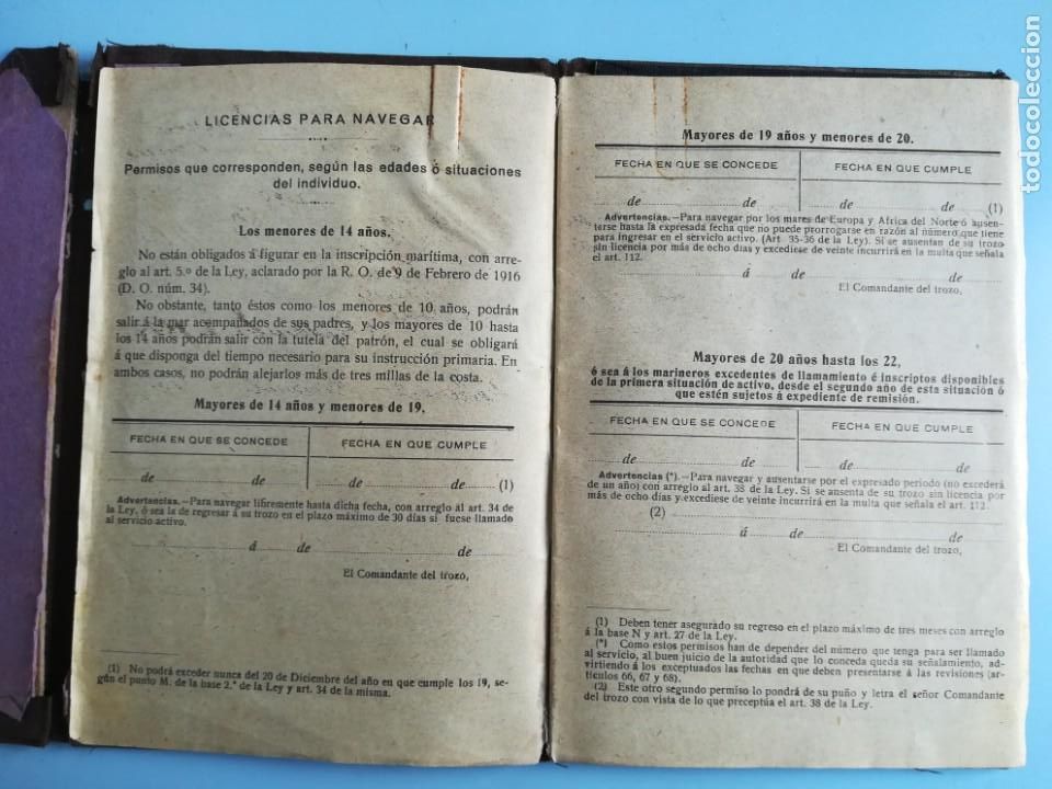 Documentos antiguos: LIBRETA DE INSCRIPCI&Oacute;N MAR&Iacute;TIMA 1918 - Foto 10