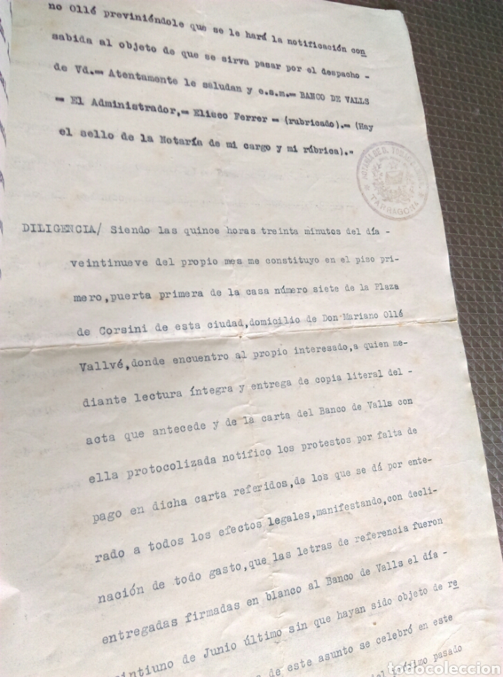 Documentos antiguos: Antiguo documento Valls Tarragona a&ntilde;o 1930 - Foto 2