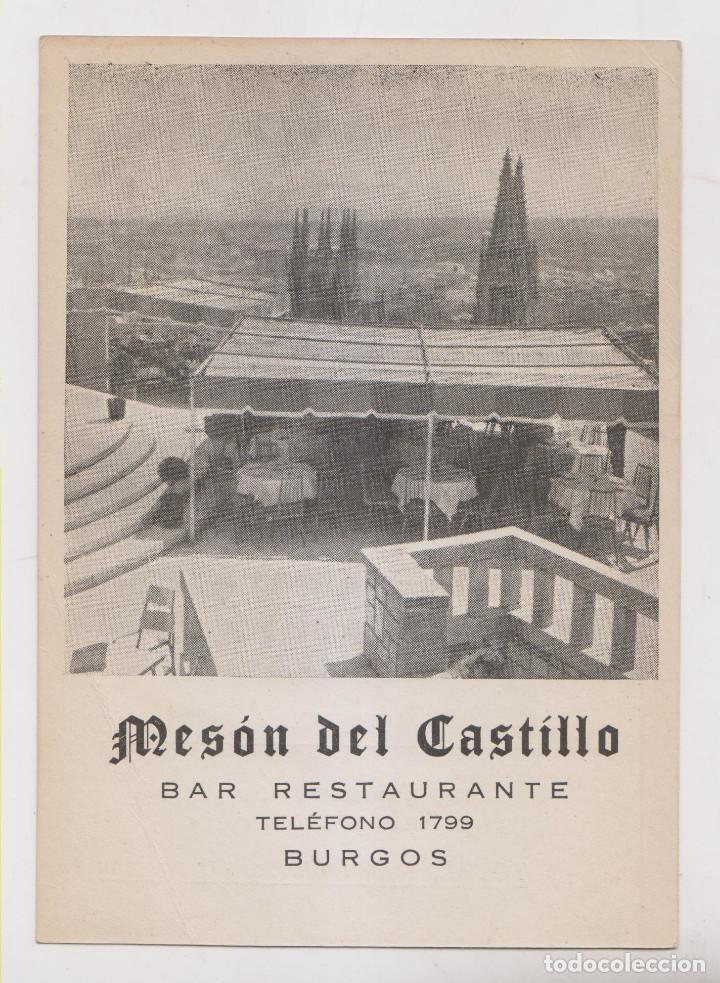 Documentos antiguos: MES&Oacute;N DEL CASTILLO. BAR RESTAURANTE. BURBOS. AL DORSO MEN&Uacute; DEL D&Iacute;A - Foto 1