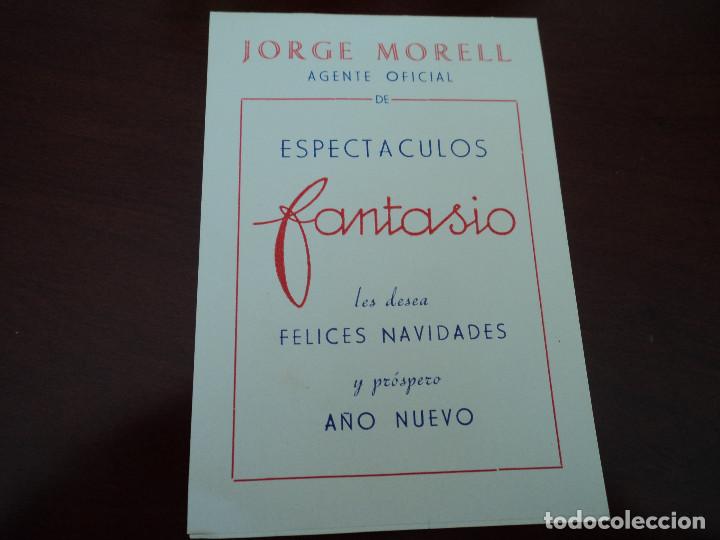 Documentos antiguos: felicitacion navide&ntilde;a de espectaculos fantasio calendario 1962/63, jorge morell