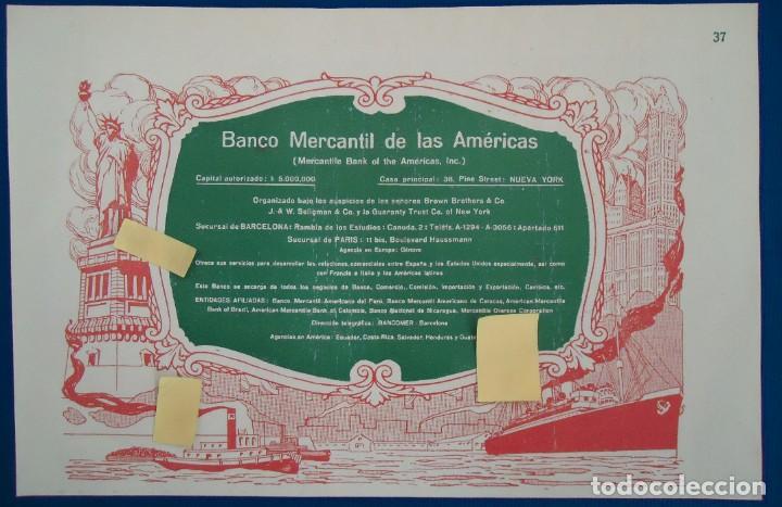 Documentos antiguos: publicidad vintage 1920 banco mercantil americas barcelona new york estatua libertad barco vapor