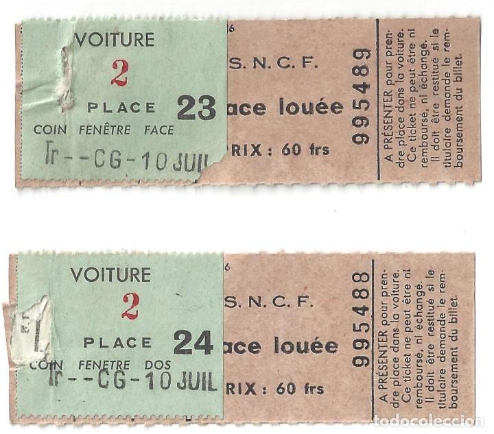 lote de 2 billetes de tren. francia- años 50 - Compra venta todocoleccion