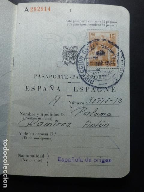 Documentos antiguos: PASAPORTE MADRID 1972 - Foto 2