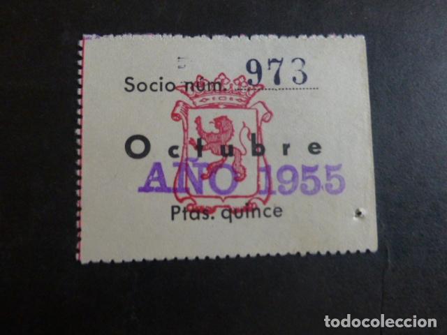 Documentos antiguos: RECIBO SOCIO CASA DE LEON EN MADRID 1955 - Foto 1