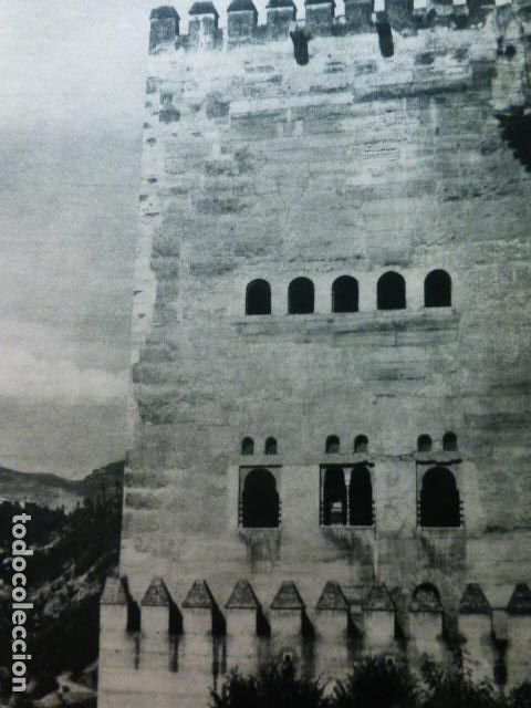 Old Documents: GRANADA ALHAMBRA VISTA ANTIGUA LAMINA HUECOGRABADO