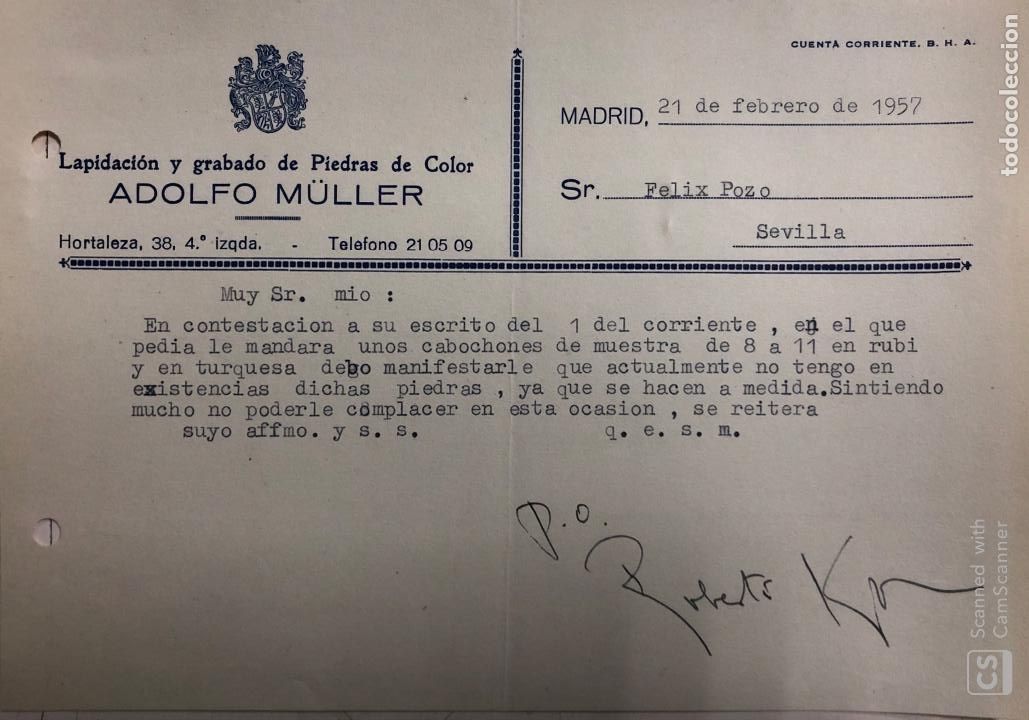 Documentos antiguos: MADRID. MEMORANDUM. ADOLFO M&uuml;LLER. LAPIDACION Y GRABADO DE PIEDRAS A COLOR. 1957