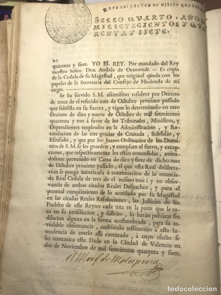 Documentos antiguos: 1747 - Derecho Publico y Rentas. Documento - Foto 5