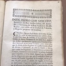 Documentos antiguos: 1768 - VALENCIA-PALMA. VIGILANCIA DE FRAUDES DE VENDEDORES AMBULANTE.
