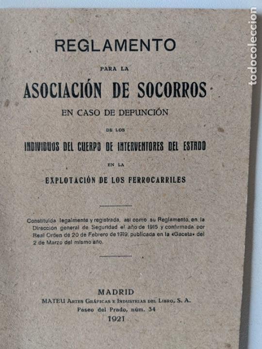 Documentos antiguos: 1921 FERROCARRILES - REGLAMENTO ASOCIACION DE SOCORROS - MATEU ARTES GRAFICAS - MADRID - Foto 1 - 192789113