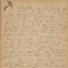 Documentos antiguos: GALO HERNÁNDEZ. MUNILLA. LA RIOJA. 1907. CARTA A A. BADÍA. SABADELL.
