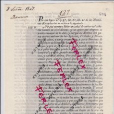Documentos antiguos: REAL ORDEN.DOCUMENTO FECHADO EN MADRID EN 1807.. Lote 193180183