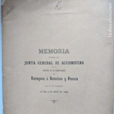 Documentos antiguos: 1892 RARISIMA MEMORIA Y GRAN MAPA MZA-TBF FERROCARRIL TARRAGONA A BARCELONA Y FRANCIA. Lote 193257032