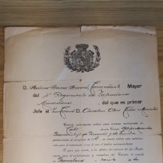 Documentos antiguos: PERMISO O CONCESIÓN MILITAR DE MATRIMONIO DEL CUARTO REGIMIENTO DE ZAPADORES MINADORES. 1930.. Lote 193318608