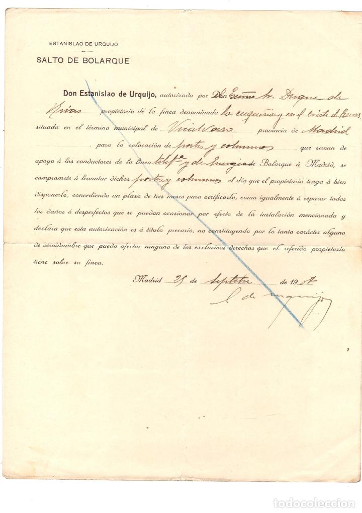 Documentos antiguos: CIRCULAR SALTO DE BOLARQUE, GUADALAJARA. A&Ntilde;O 1907 - Foto 1