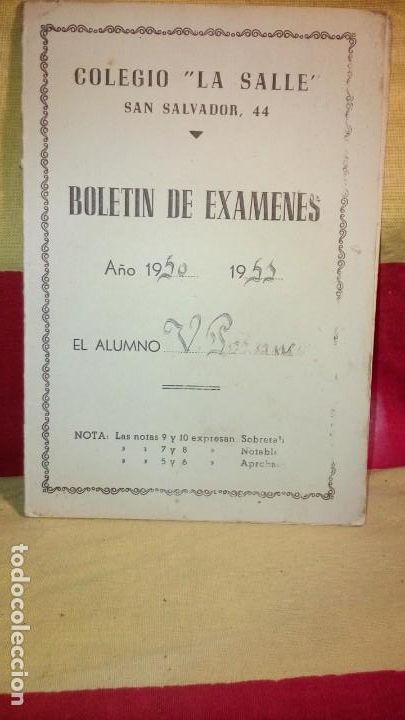 Documentos antiguos: COLEGIO - LA SALLE  NOTAS - V. POZANCO . - Foto 1