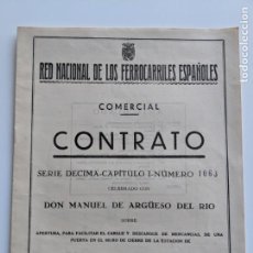 Documentos antiguos: 1946 ENERO - RENFE - FERROCARRILES - CONTRATO COMERCIAL - ESTACION DE JEREZ DE LA FRONTERA. Lote 195099910
