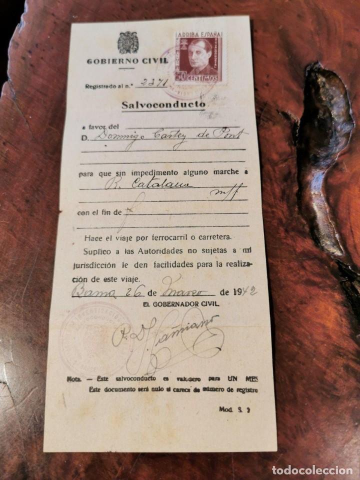 Documenti antichi: SALVOCONDUCTO DE 1942, GOBIERNO CIVIL, POLIZA JOSE ANTONIO 50 CENTIMOS, CON HUELLAS DIGITALES