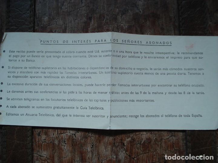 Documentos antiguos: RECIBO COMPA&Ntilde;IA TELEFONICA NACIONAL E ESPA&Ntilde;A 1961 - Foto 2