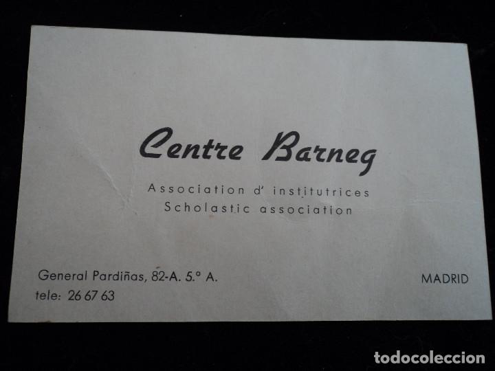 Documentos antiguos: TARJETA DE CENTRE BARNEG ASSOCIATION D&acute;INSTITUTRICES