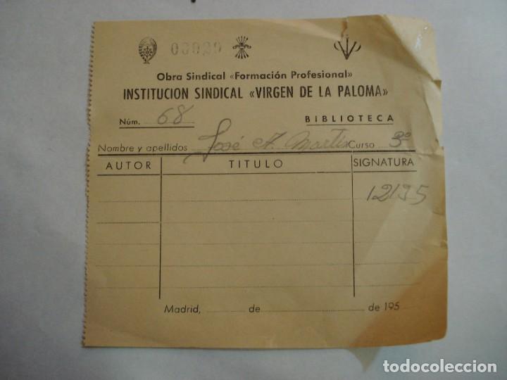 Documentos antiguos: RECIBO INSTITUCION SINDICAL VIRGEN DE LA PALOMA - Foto 1