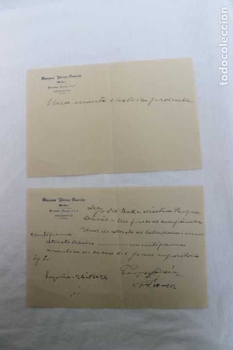 Old Documents: 2 RECETAS MEDICINAS DOCTOR GASPAR PEREZ GARCIA, SEGOVIA, A&Ntilde;O 1924