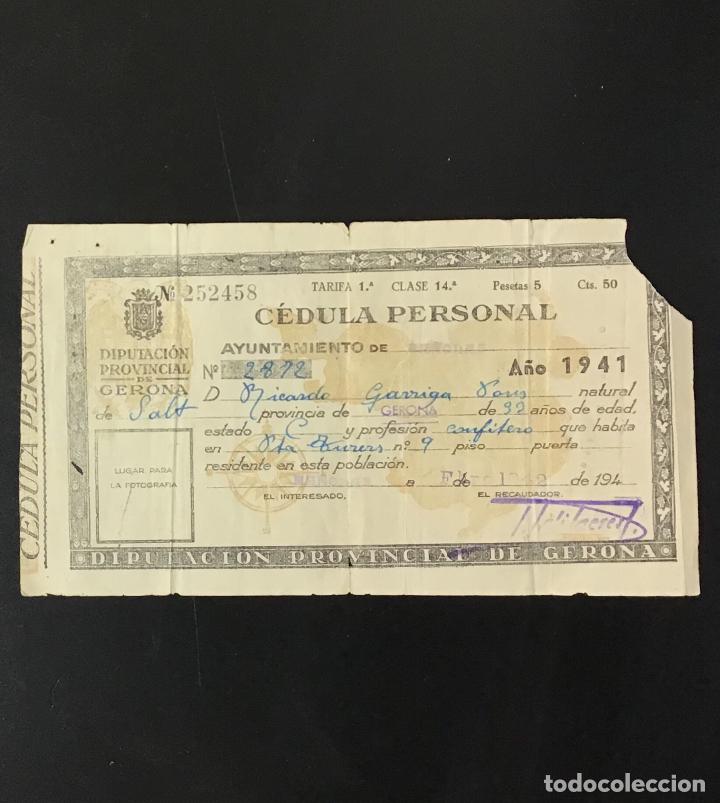 Documentos antiguos: C&Egrave;DULA PERSONAL, A&Ntilde;O 1941 - Foto 1