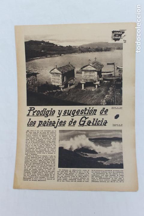 Documentos antiguos: COSAS DE ESPA&Ntilde;A, GALICIA: PRODIGIO Y SUGESTION DE LOS PAISAJES DE GALICIA, 1936, DE REVISTA ALGO