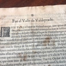 Documentos antiguos: CIRCA 1650. POR EL VALLE DE VALDEPRADO Y LUGAR DE PIEDRASLUENGAS. CANTABRIA PALENCIA.. Lote 197081423