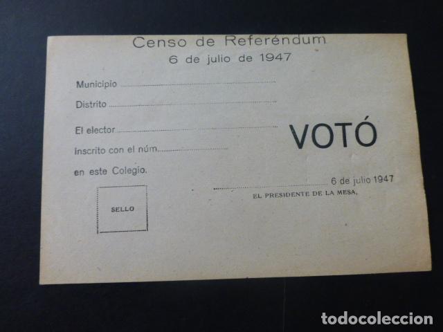 Documentos antiguos: CERTIFICADO CENSO REFERENDUM 1947 - Foto 1
