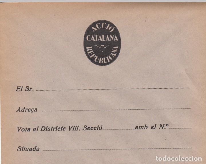 Documentos antiguos: GUERRA CIVIL - SOBRE PARA LA VOTACI&Oacute;N DE ACCIO CATALANA REPUBLICANA