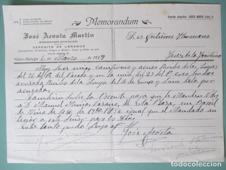 Documents Anciens: MEMOR&Aacute;NDUM. JOSE ACOSTA MART&Iacute;N. DEP&Oacute;SITO DE C&Aacute;&Ntilde;AMOS. VELEZ - MALAGA 1929. GUTIERREZ HERMANOS