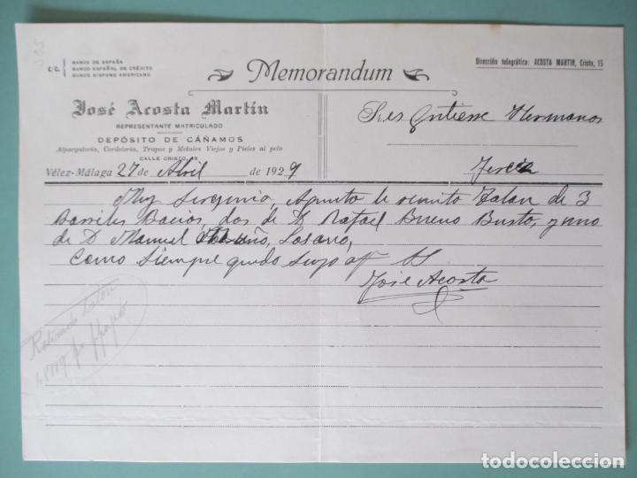 Documents Anciens: MEMOR&Aacute;NDUM. JOSE ACOSTA MART&Iacute;N. DEP&Oacute;SITO DE C&Aacute;&Ntilde;AMOS. VELEZ - MALAGA 1929. GUTIERREZ HERMANOS