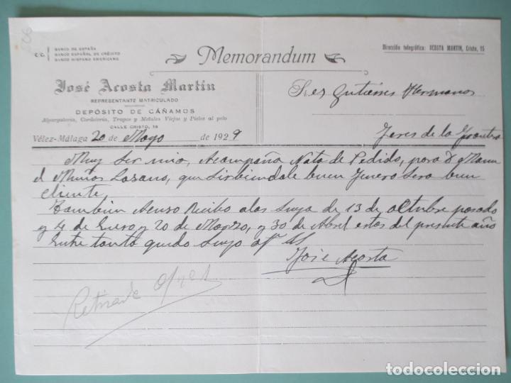 Documents Anciens: MEMOR&Aacute;NDUM. JOSE ACOSTA MART&Iacute;N. DEP&Oacute;SITO DE C&Aacute;&Ntilde;AMOS. VELEZ - MALAGA 1929. GUTIERREZ HERMANOS