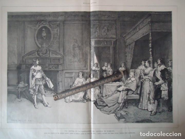 Documentos antiguos: litografia ilustracion cardenal richelieu paris tres mosqueteros ministro francia adrien moreau