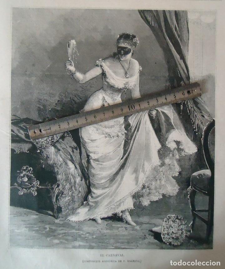 Documentos antiguos: litografia ilustracion vintage carnaval disfraz abanico vestido mujer corpi&ntilde;a ilustrador f haanena