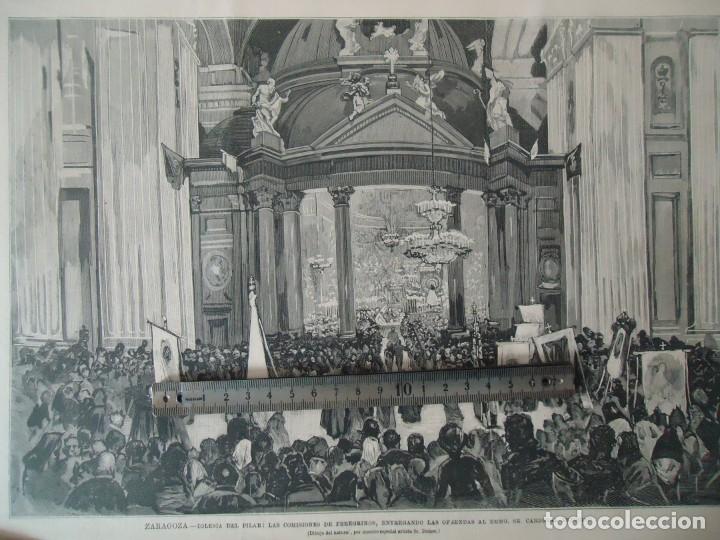 Documentos antiguos: litografia ilustracion vintage catedral virgen del pilar zaragoza aragon iglesia religion 1880