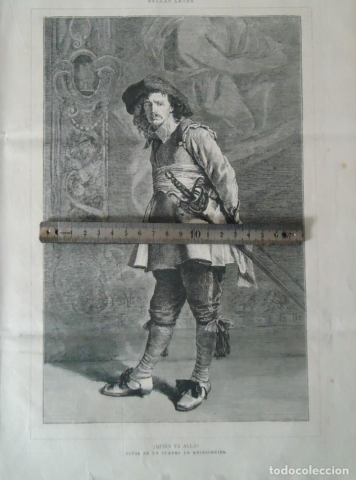 Documentos antiguos: litografia ilustracion vintage soldado espadachin mosquetero militar 1880 espada esgrima meissonnier