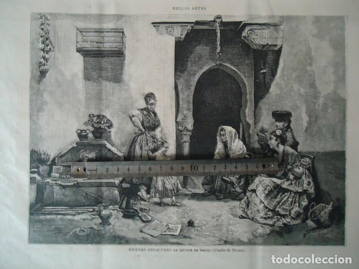 Documentos antiguos: litografia ilustracion vintage baile flamenco folclore gitano andalucia 1880 musica danza guitarra