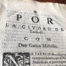 Documentos antiguos: CIRCA 1625. POR LA CIUDAD DE TORTORICI (ITALIA). CON MARQUESMASTRILLO. FIRMA MANUSCRITA LUIS CASANA. Lote 197931316